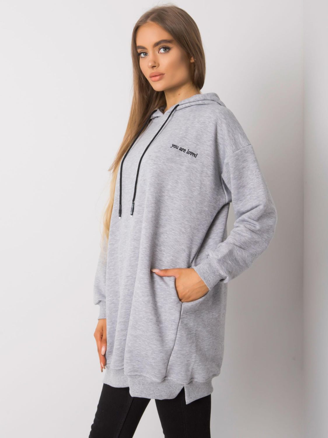 Gray Melange Hoodie with Hood