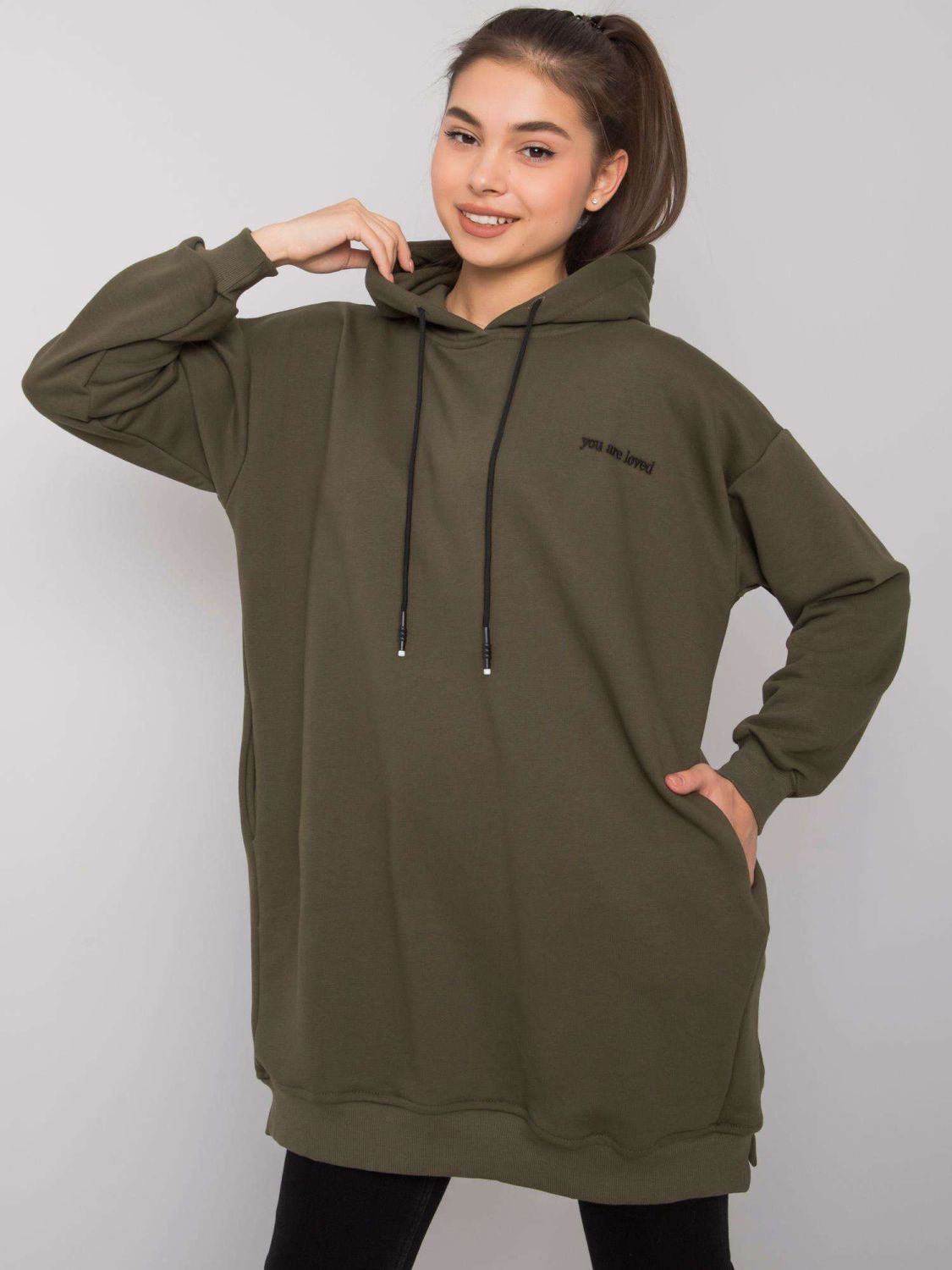 Khaki Women's Hoodie with Hood