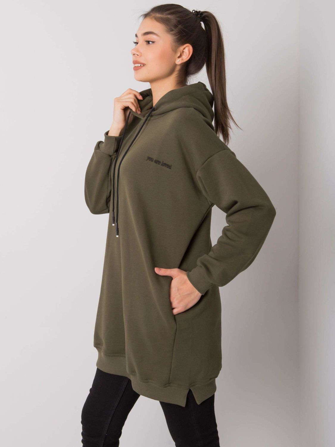 Khaki Women's Hoodie with Hood