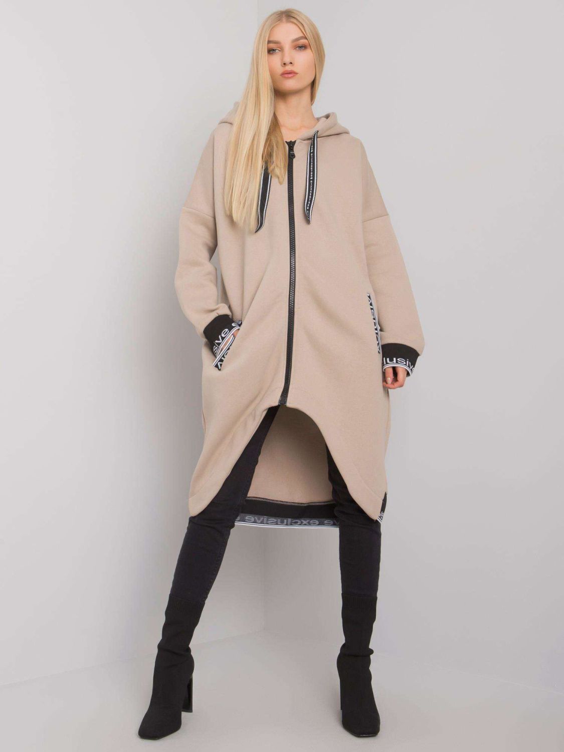 Beige Women's Zip Hoodie