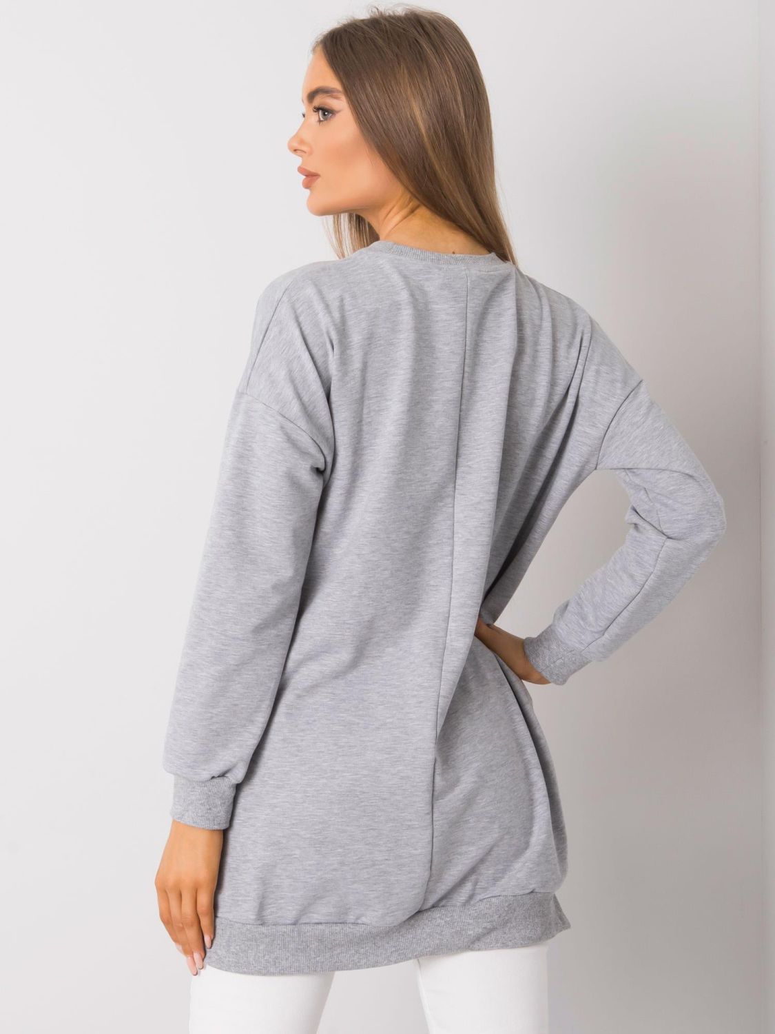 Gray Melange Tunic with Zipper