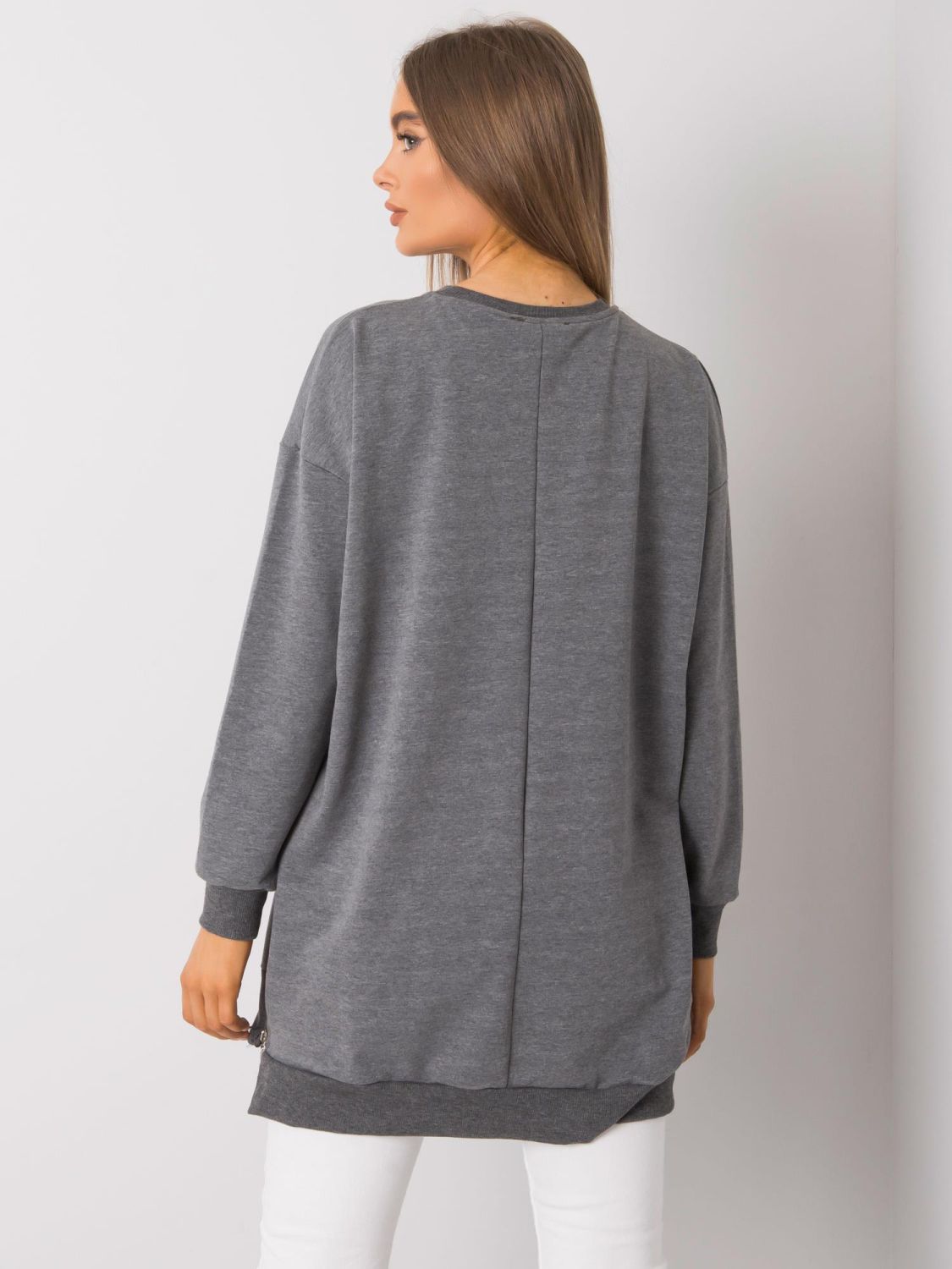 Dark Gray Melange Tunic with Zipper