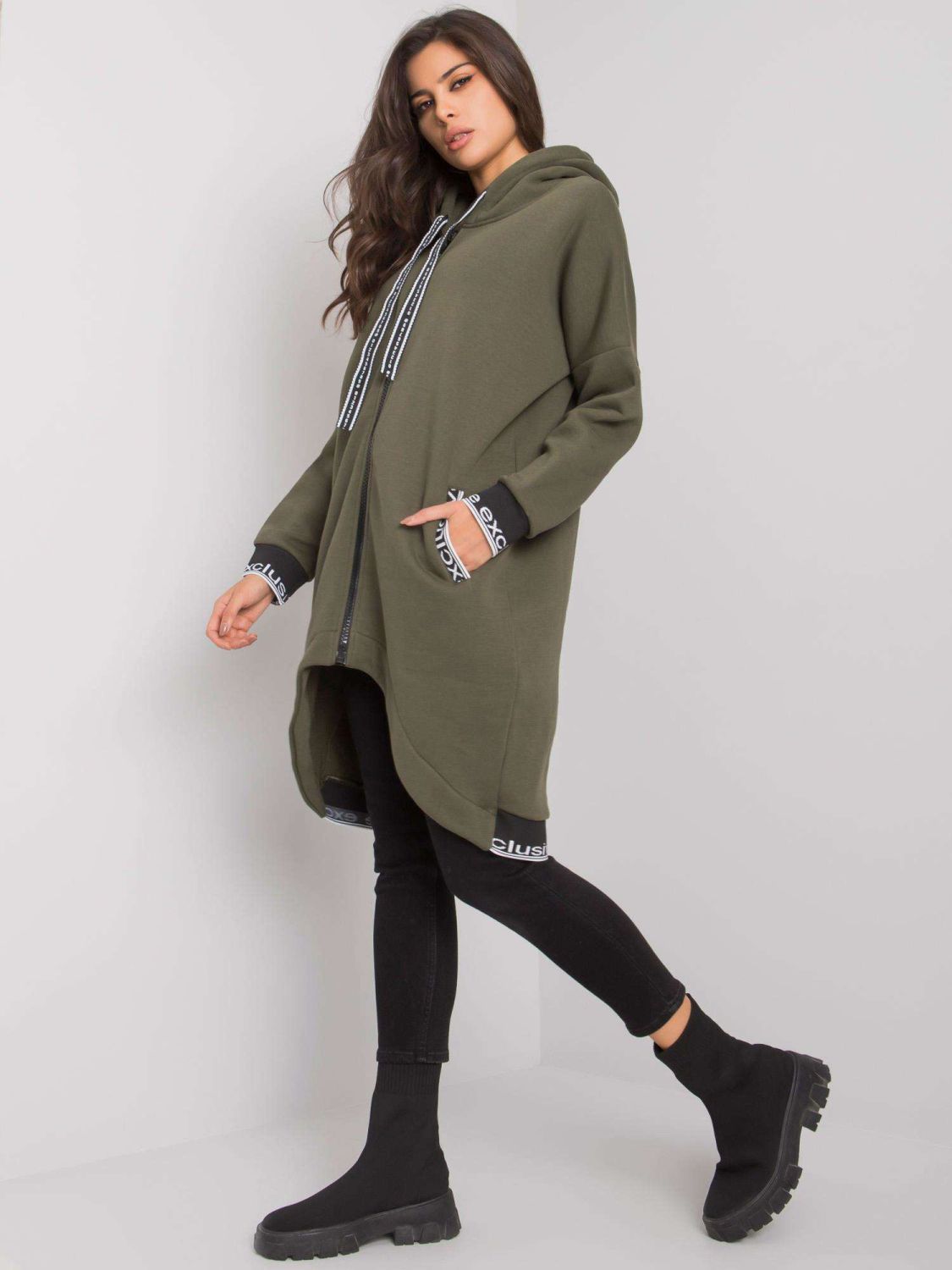 Khaki Women's Zip-Up Hoodie