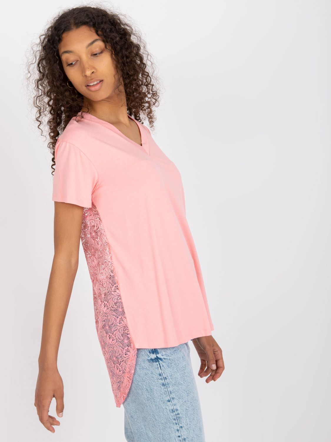 Stylish Blouse with V-Neck in Light Pink