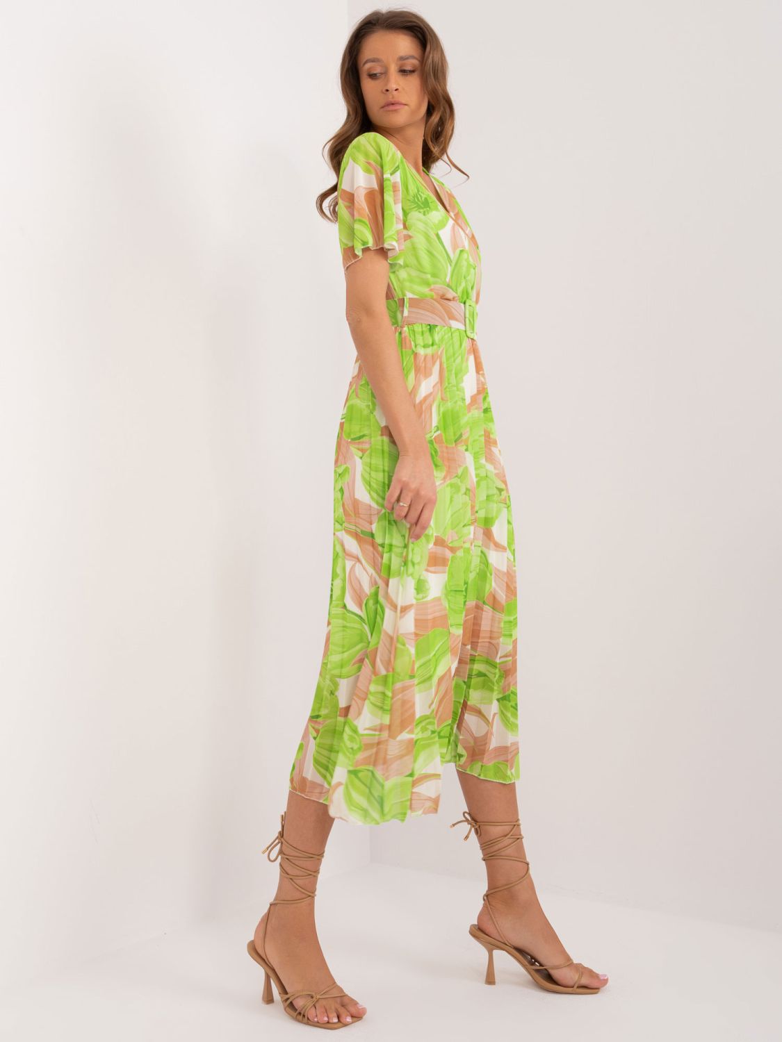 Floral Midi Dress in Light Green