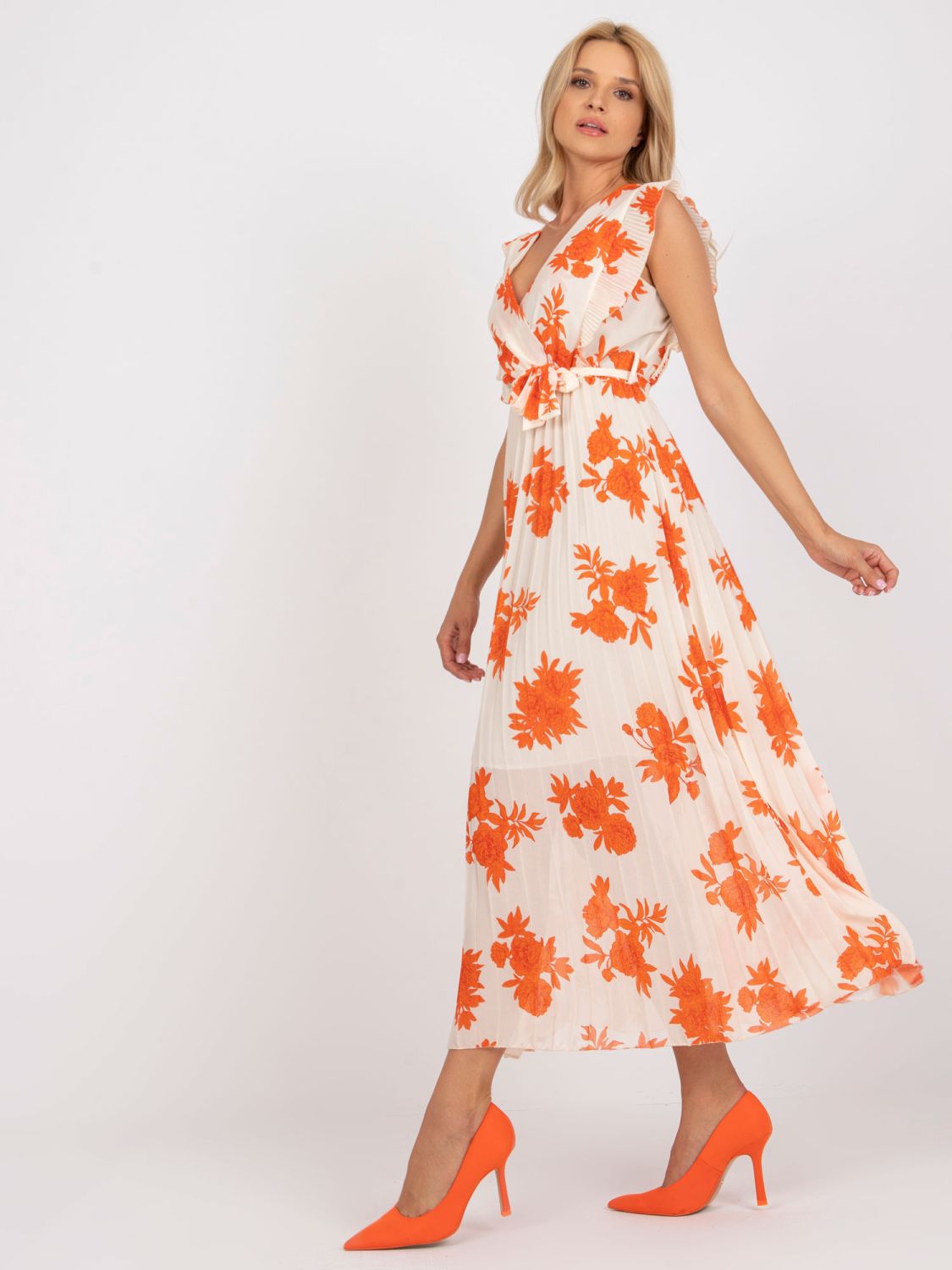 Elegant Orange Midi Dress