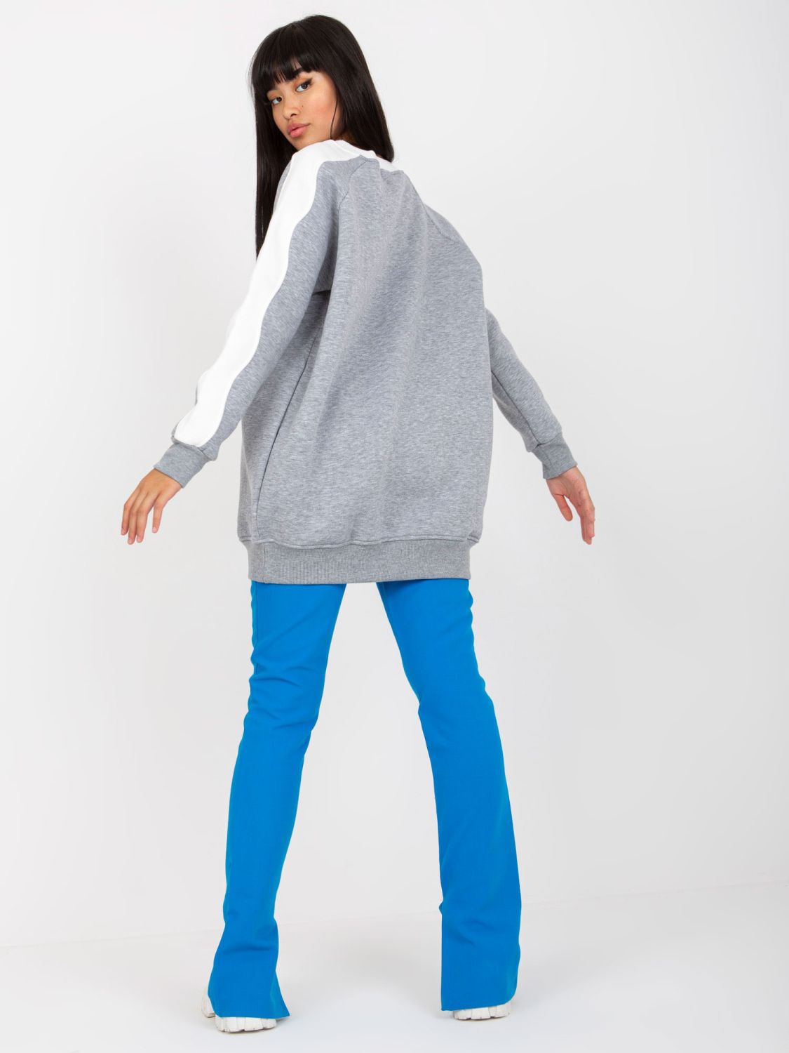 Gray-White Basic Sweatshirt Without Hood RUE PARIS