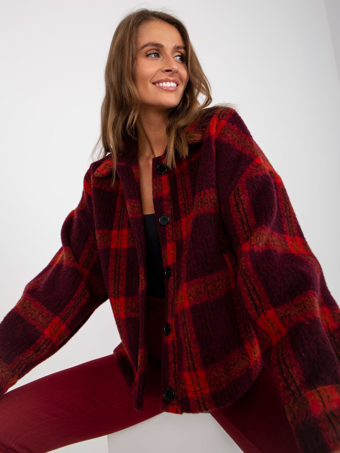 Burgundy Women's Checkered Shirt