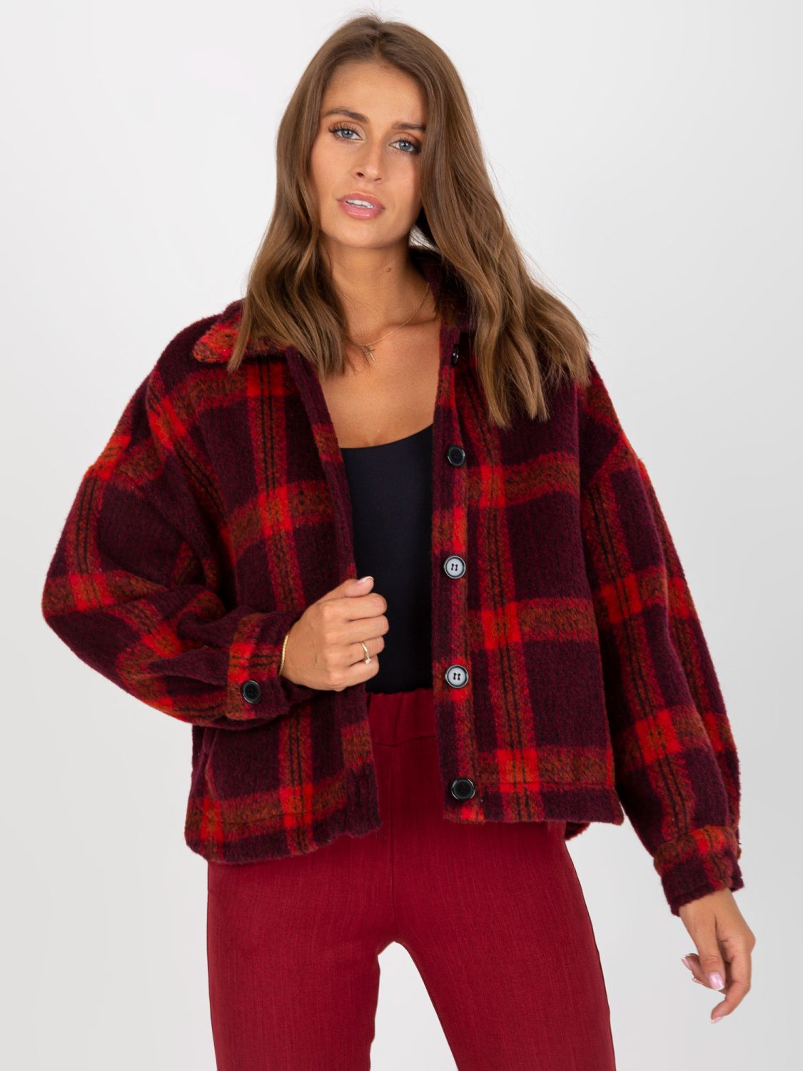 Burgundy Women's Checkered Shirt