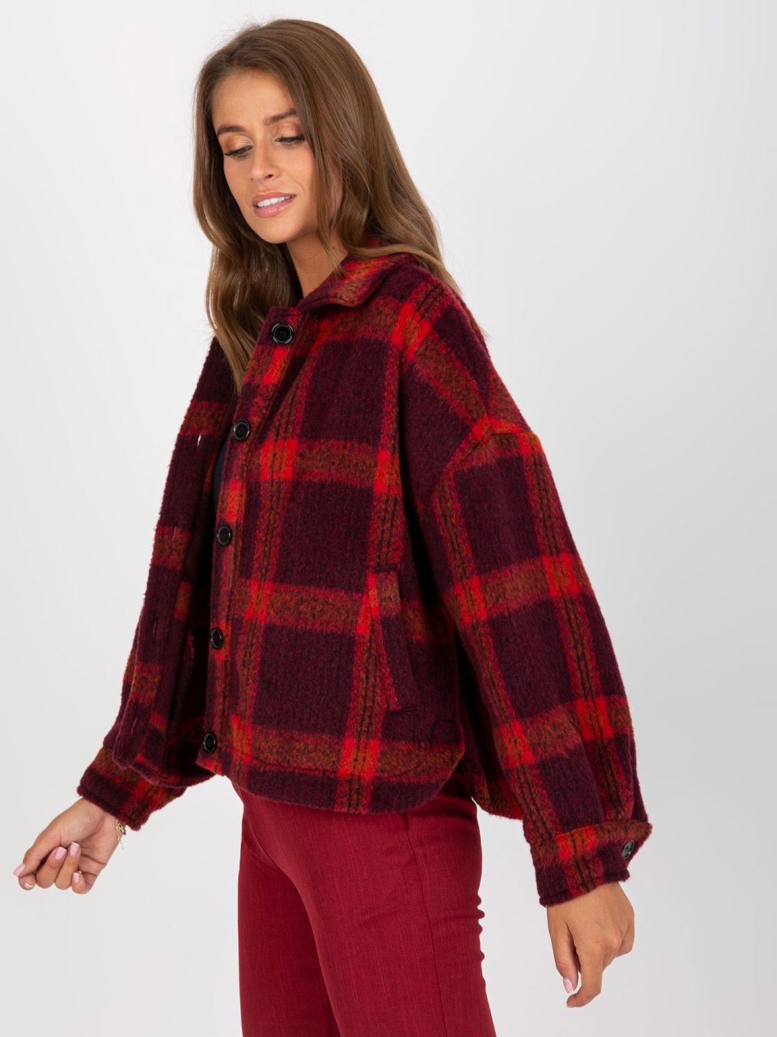 Burgundy Women's Checkered Shirt