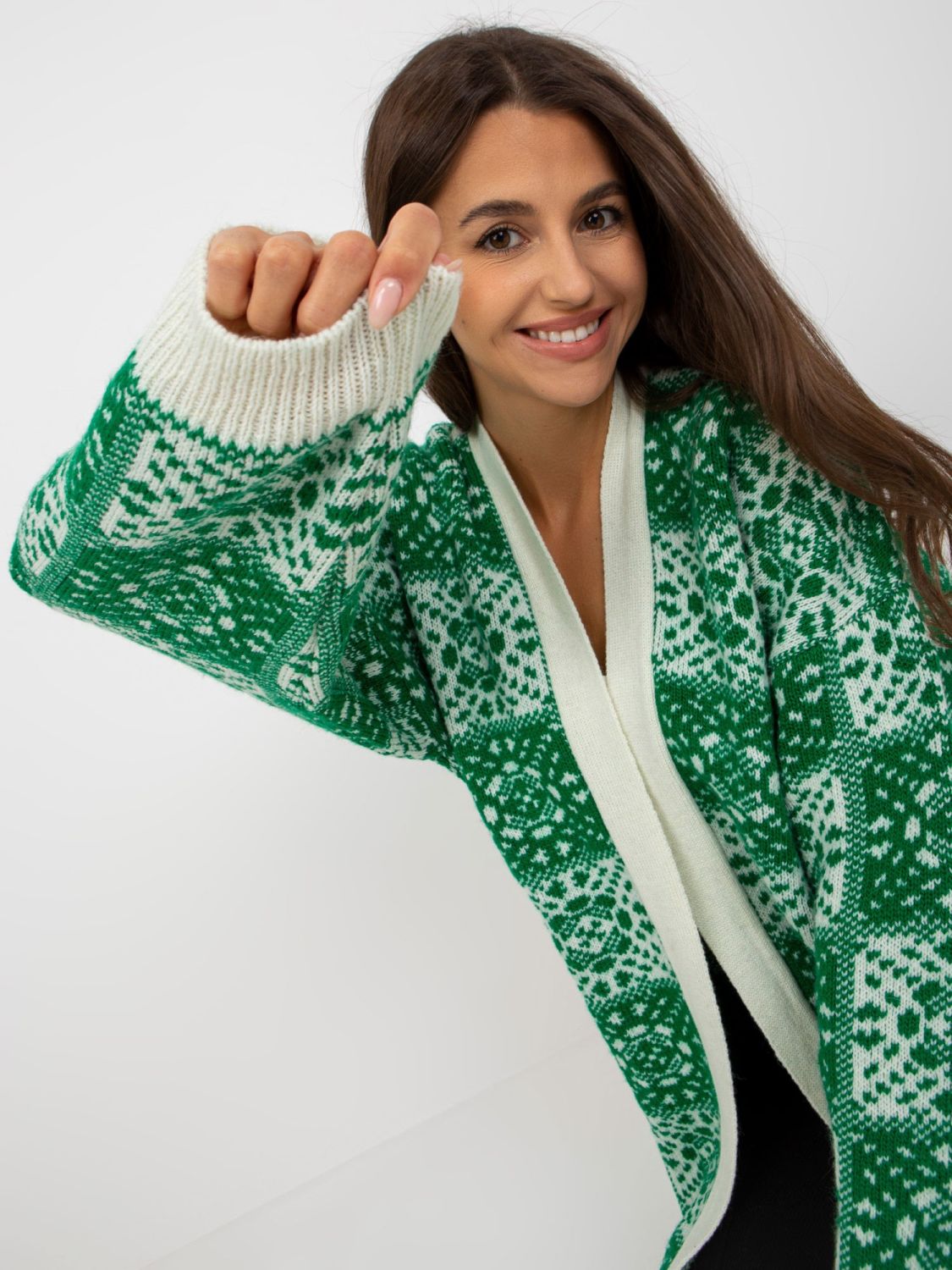 White-Green Women's Cardigan RUE PARIS