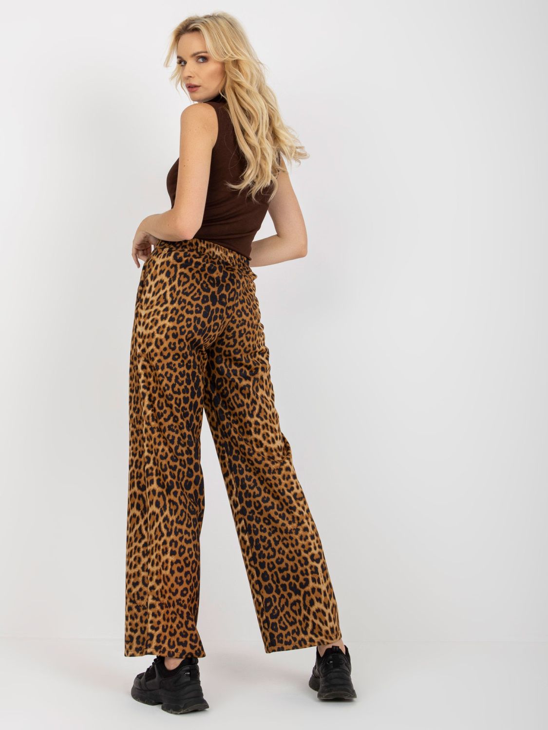 Light Brown Leopard Print Pants with Pockets