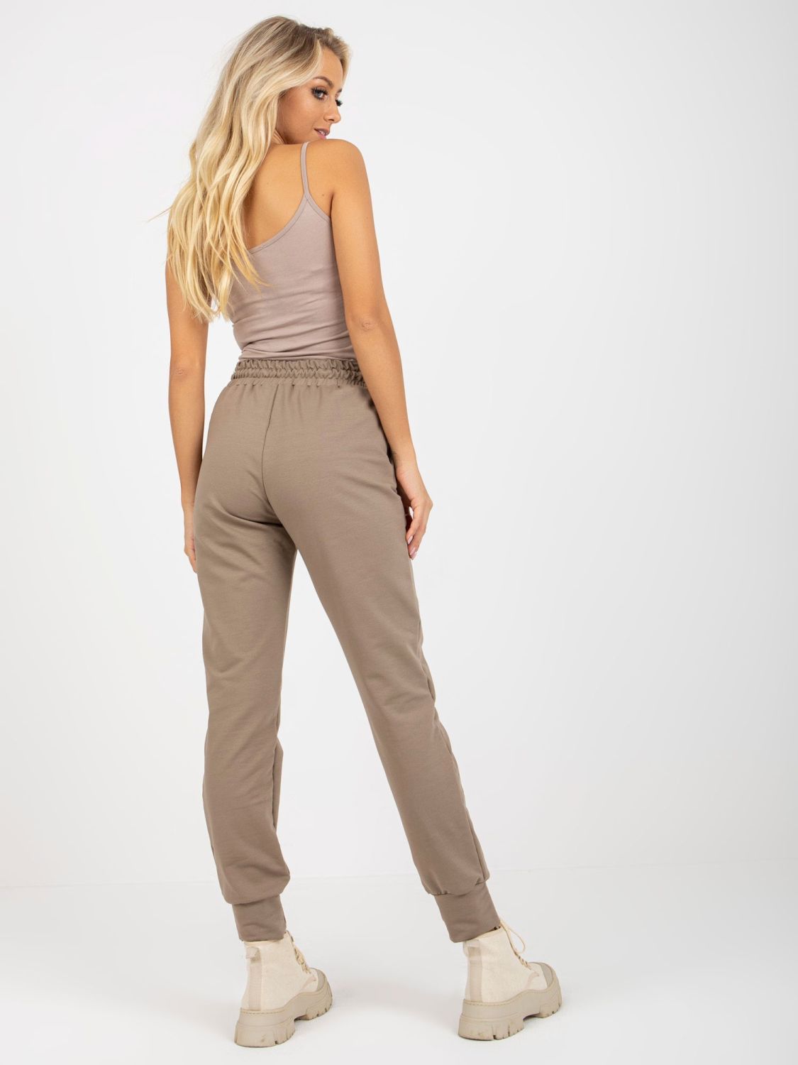 Beige Women's Sweatpants with Pockets