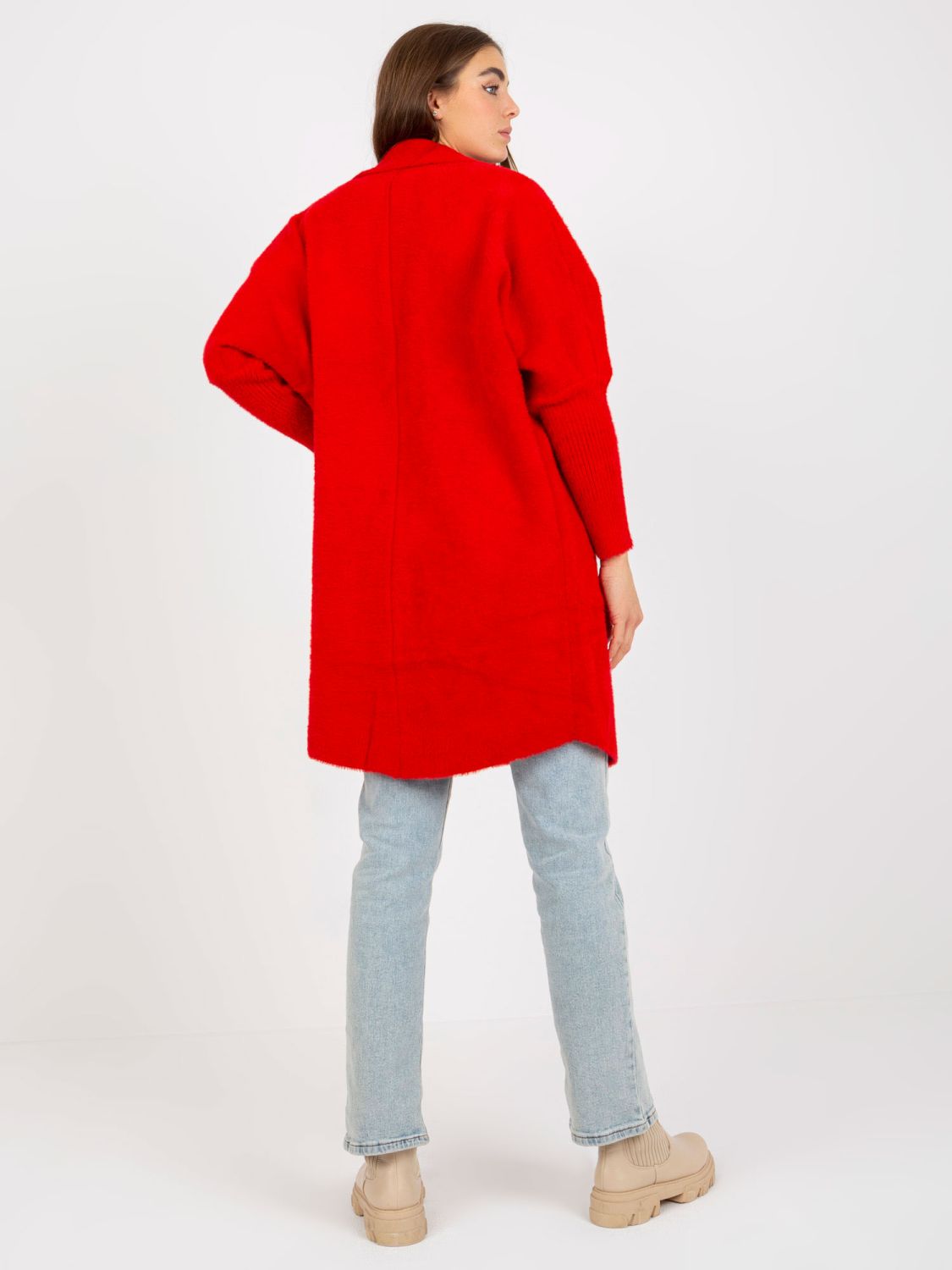 Red Women's Alpaca Coat with Pockets Eveline