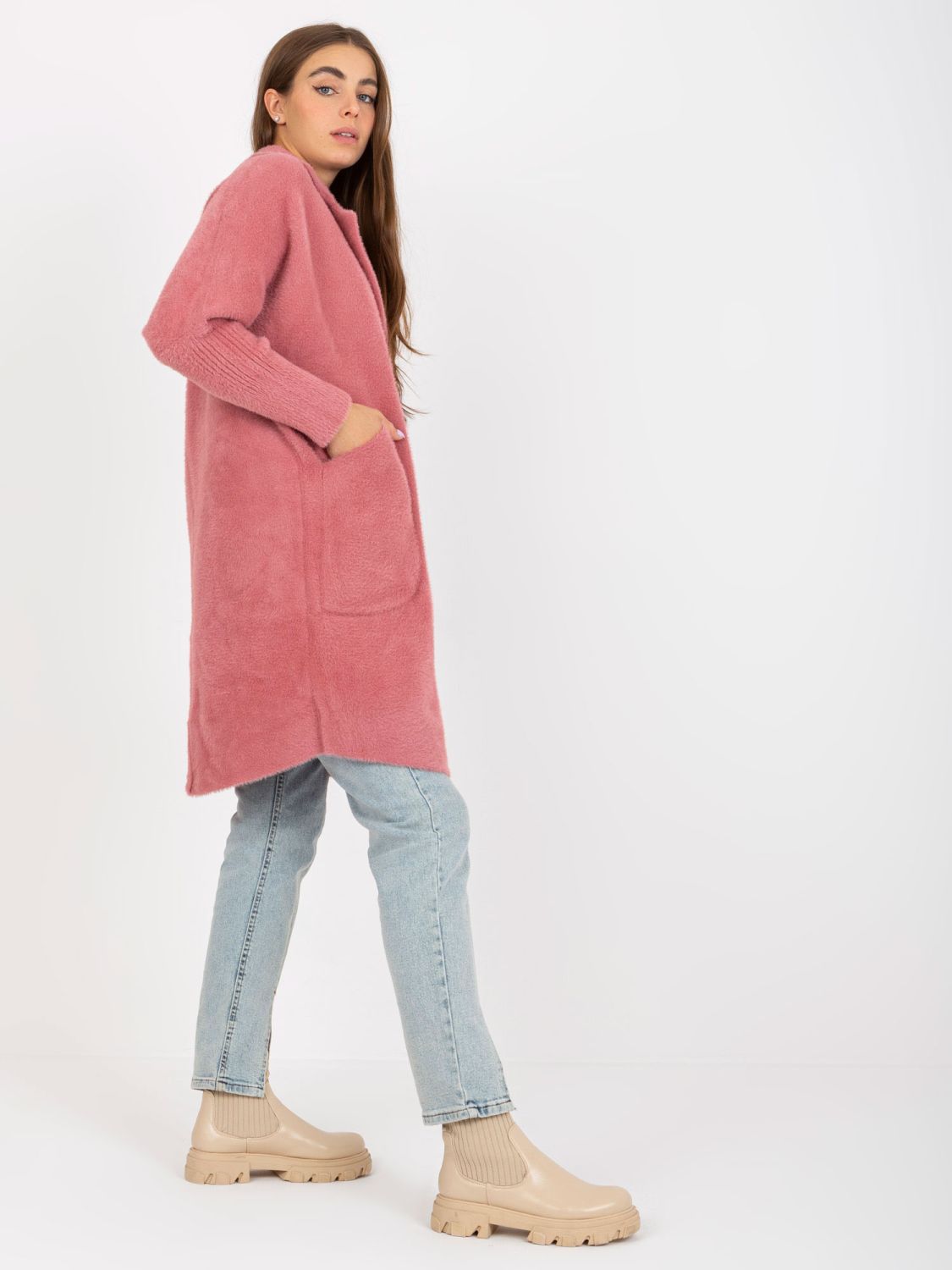 Pink Women's Alpaca Coat with Wool Eveline