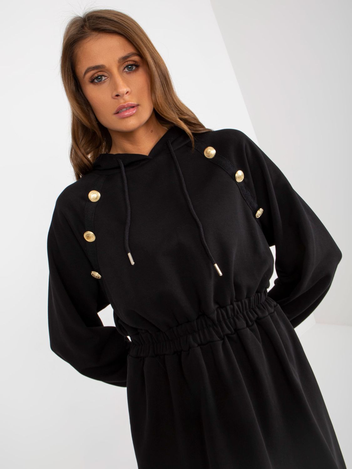 Black Flared Hoodie Dress