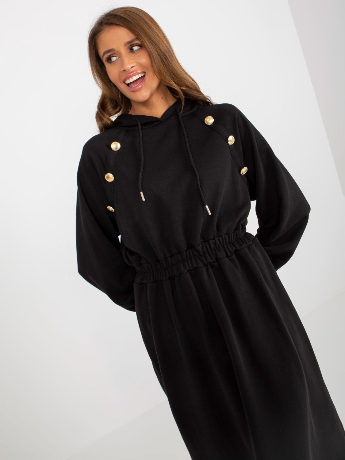 Black Flared Hoodie Dress