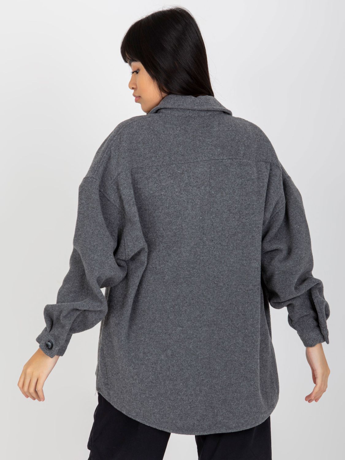 Dark Gray Warm Women's Shirt with Long Sleeves