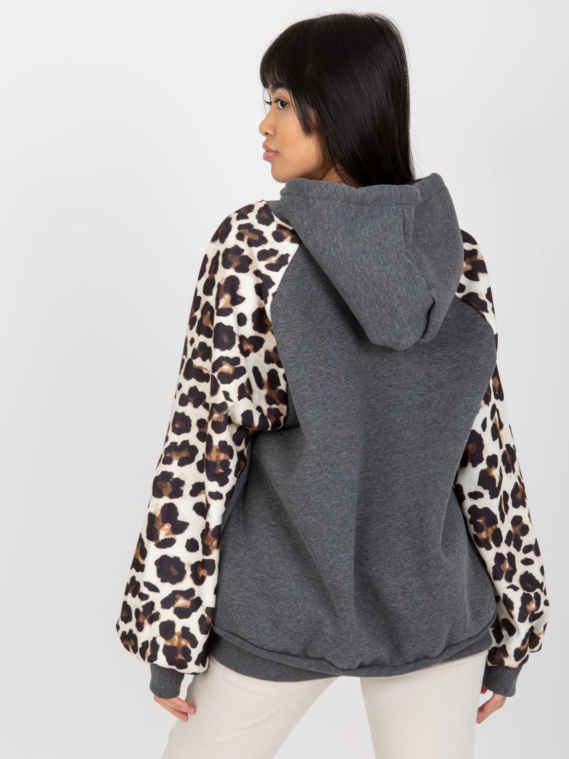 Dark Gray Hoodie with Sleeve Print