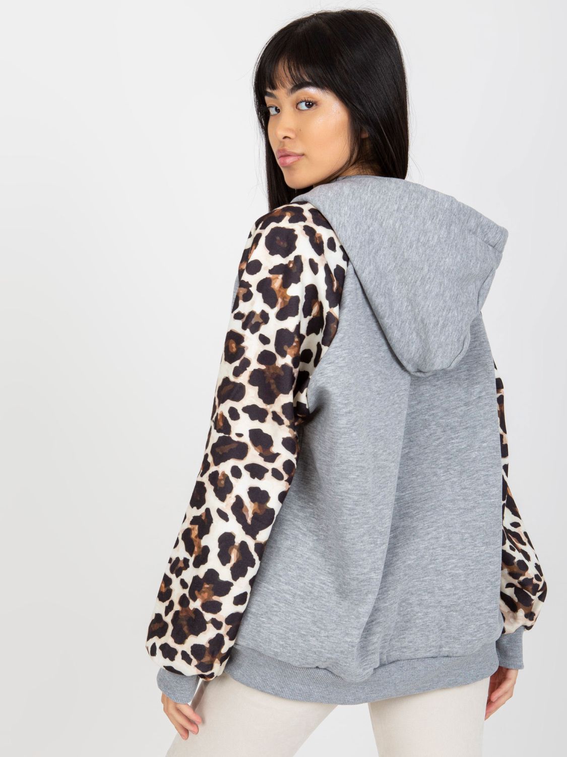 Gray Hoodie with Print on Sleeves by Michaela