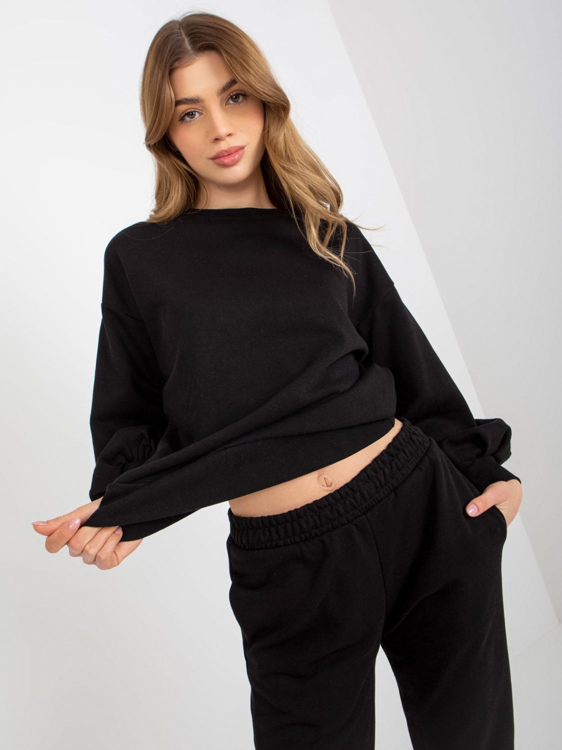 Black Casual Set with Open Back