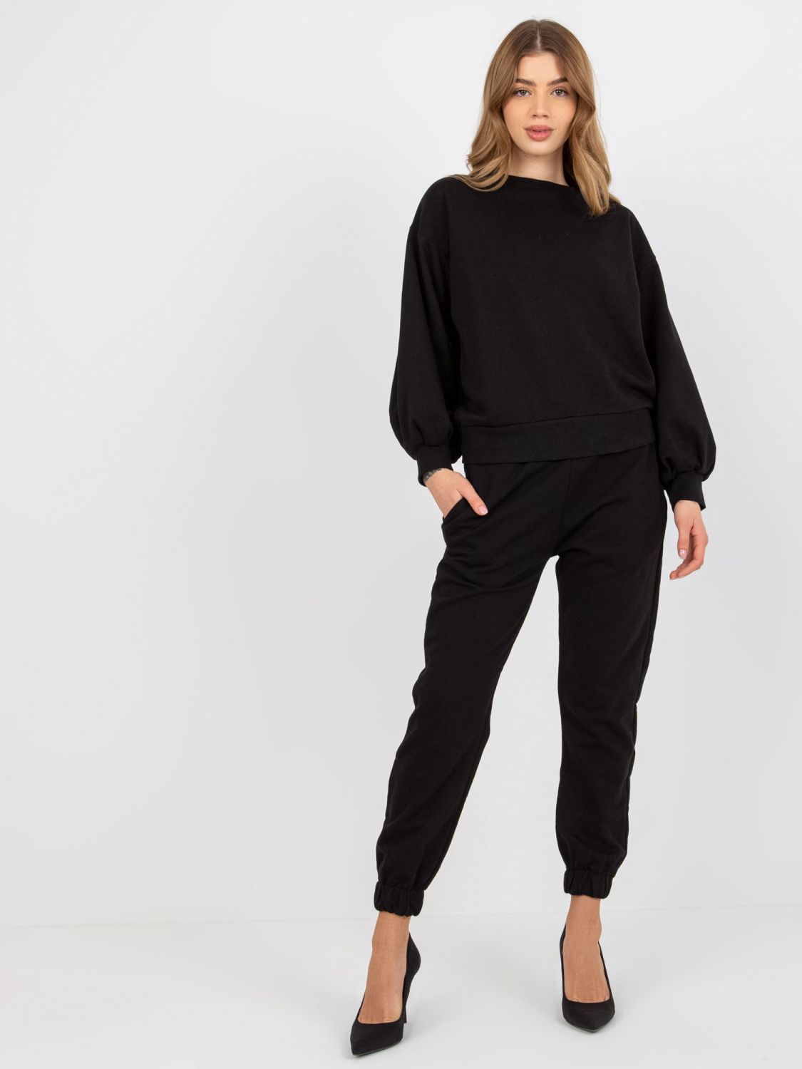 Black Casual Set with Open Back