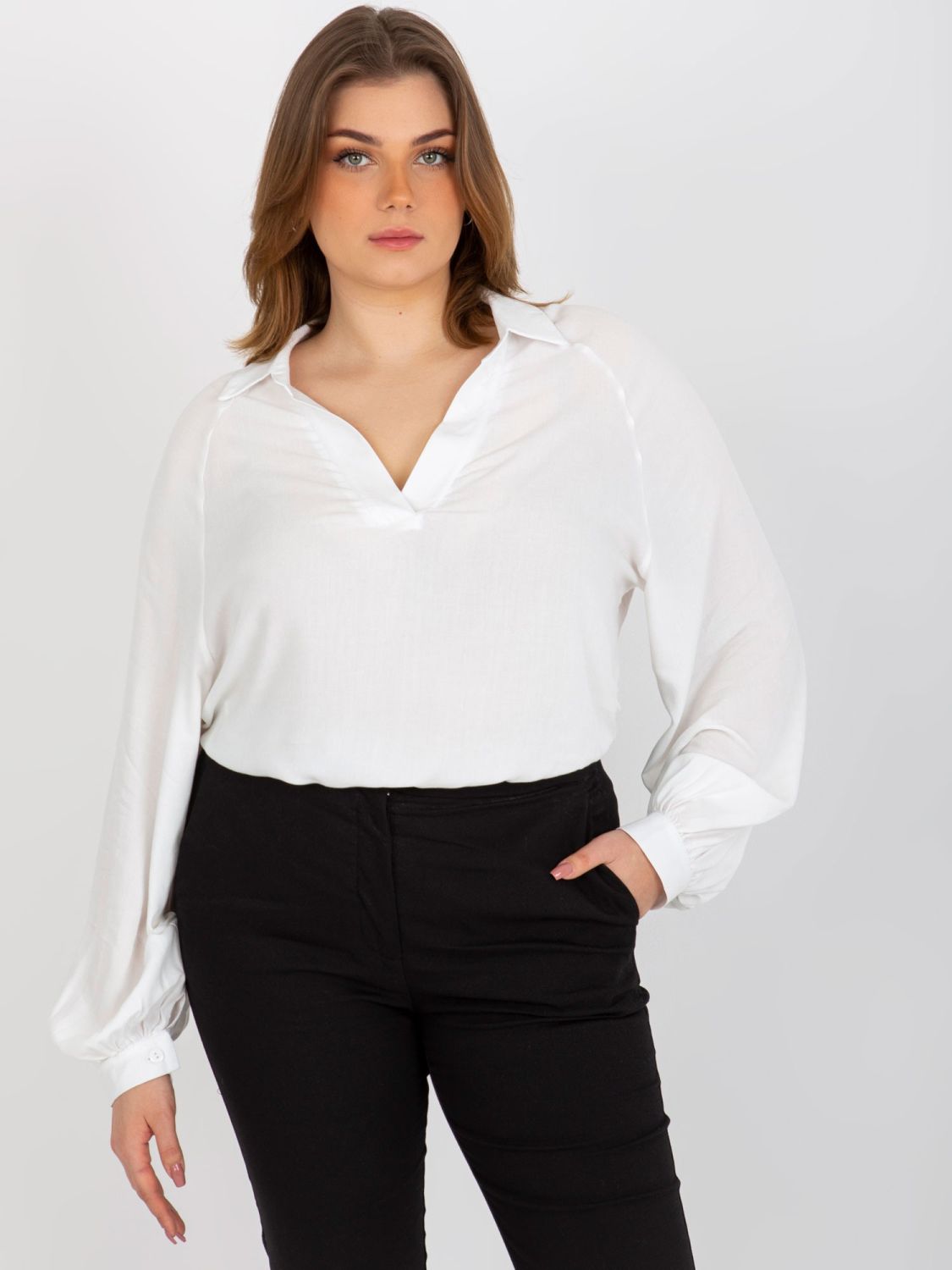 Ecru Plus Size Blouse with Collar