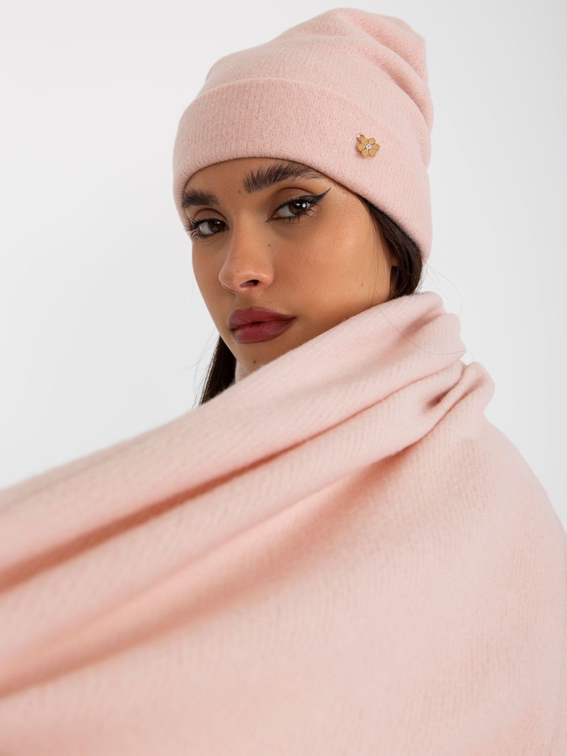 Light Pink Winter Set with Scarf and Beanie