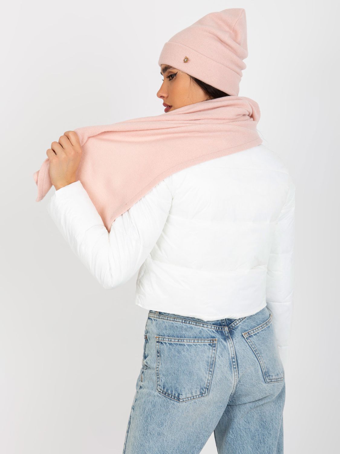 Light Pink Winter Set with Scarf and Beanie