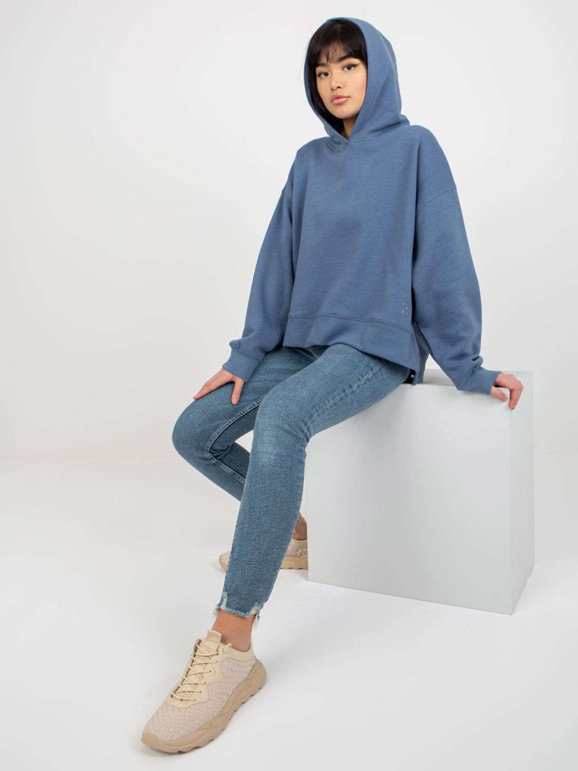 Dark Blue Hoodie with Slits MAYFLIES