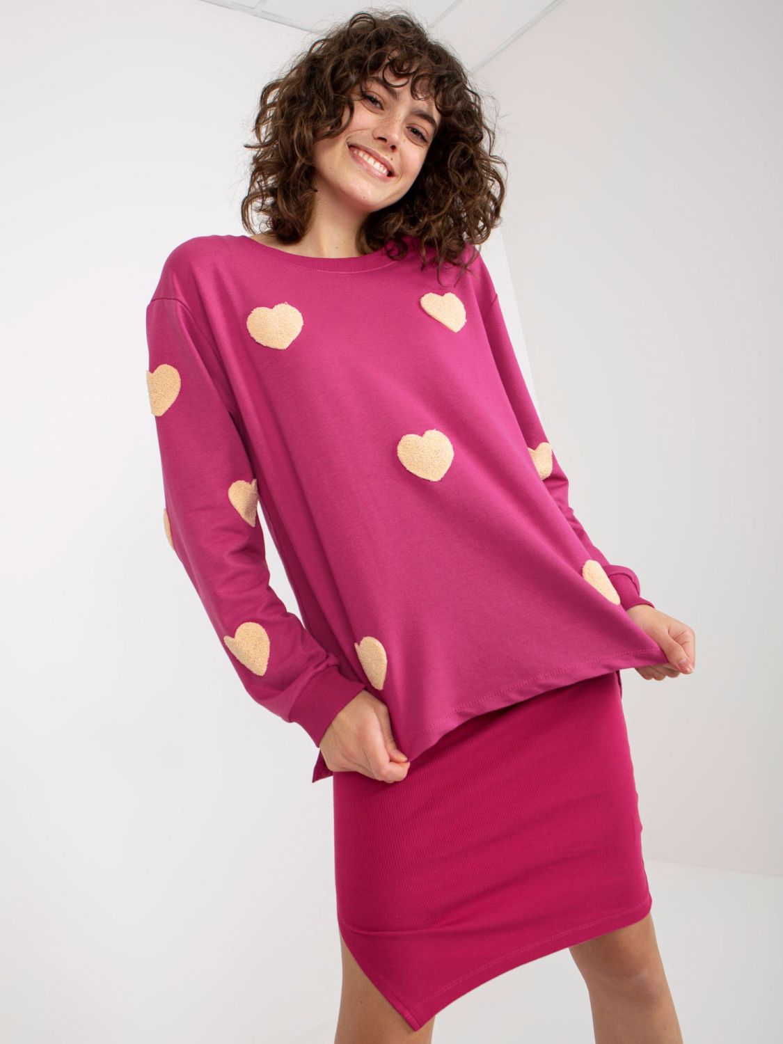 Fuchsia Casual Set with Striped Dress
