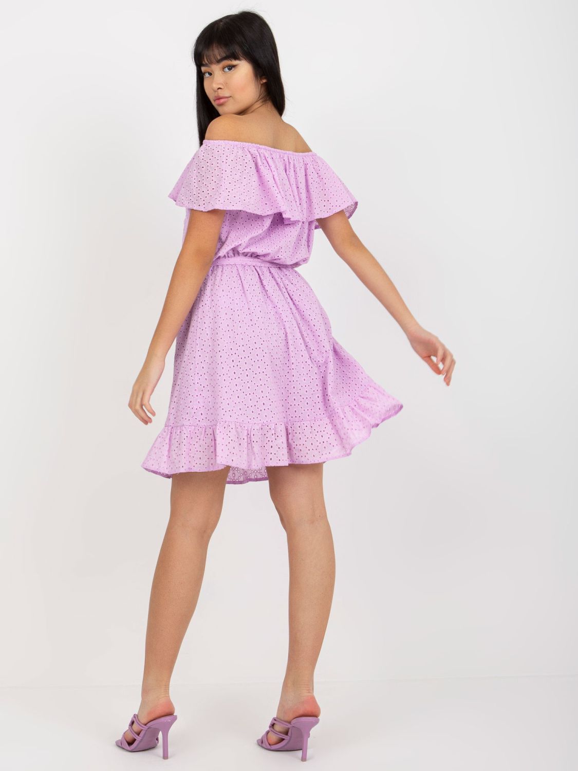 Light Purple Lace Dress with Ruffle