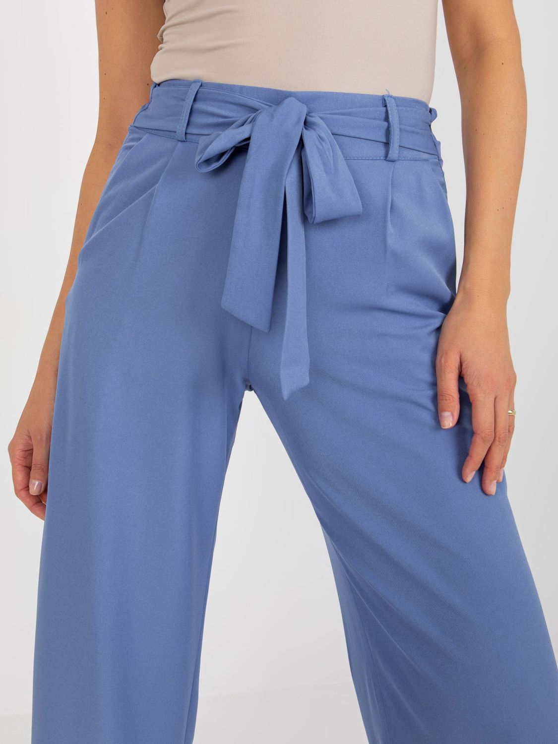 Dark Blue Material Culottes with Ties