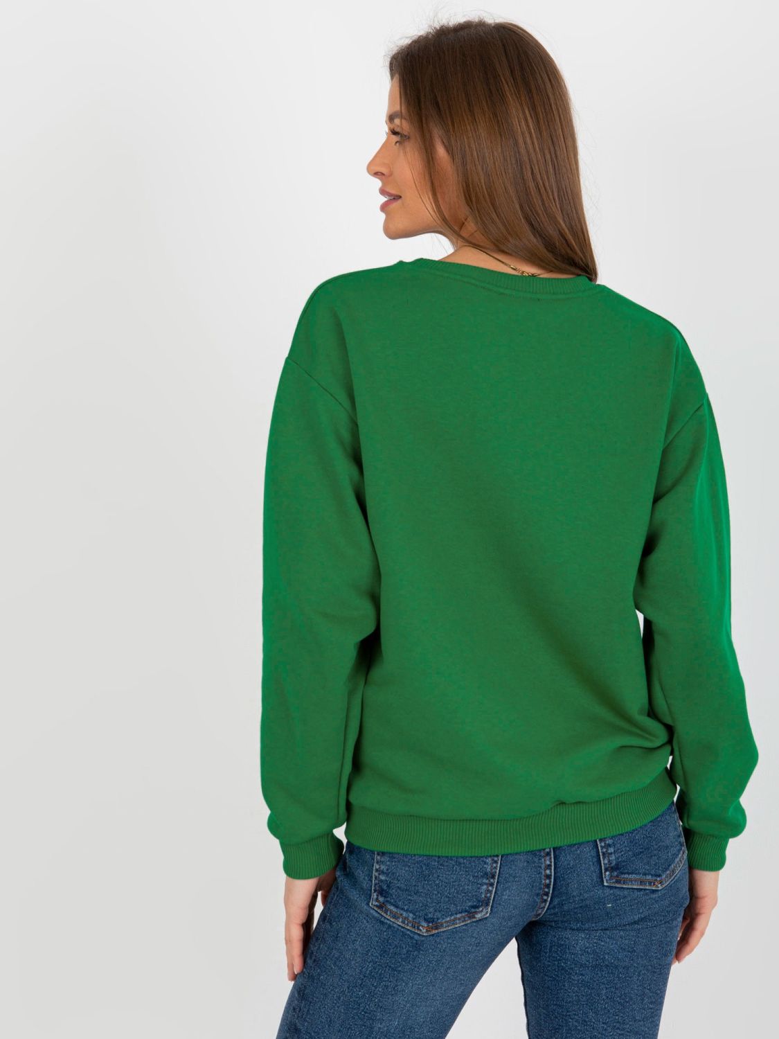 Dark Green Loose Hoodie Without Hood with Prints