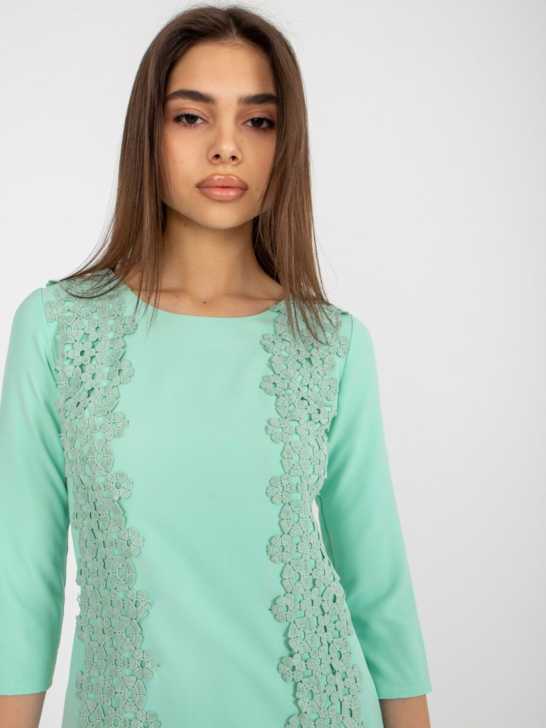 Mint Cocktail Dress with Floral Application