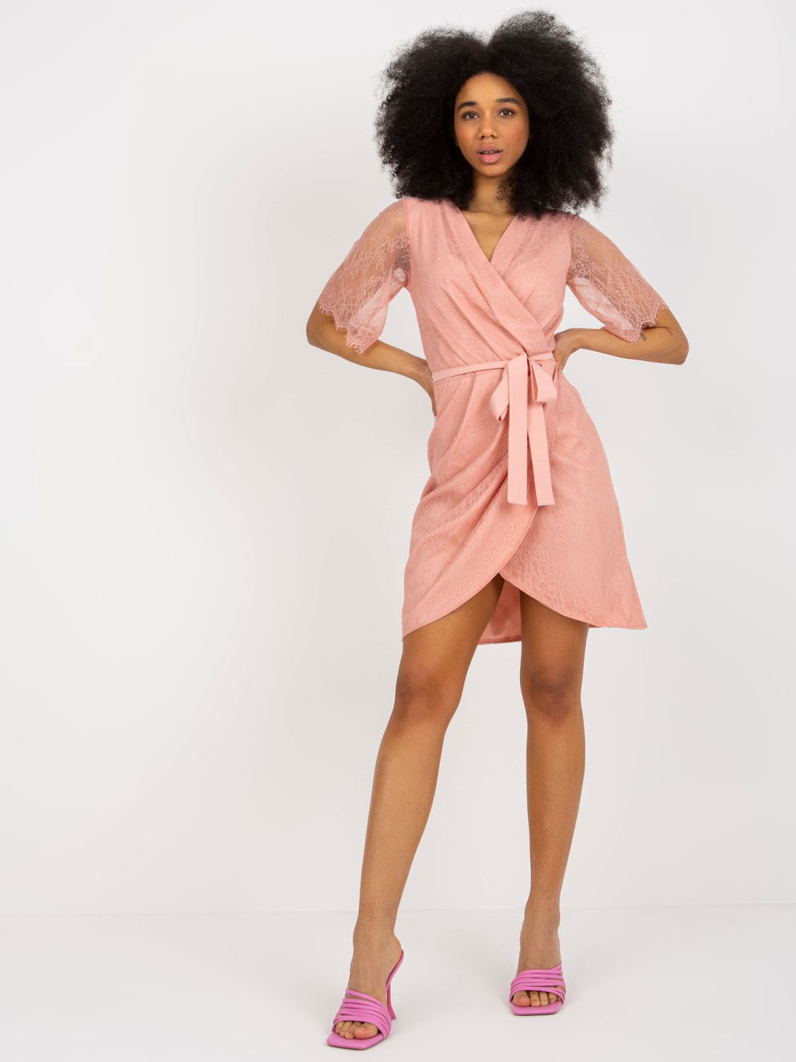 Dusty Pink Lace Cocktail Dress for Weddings