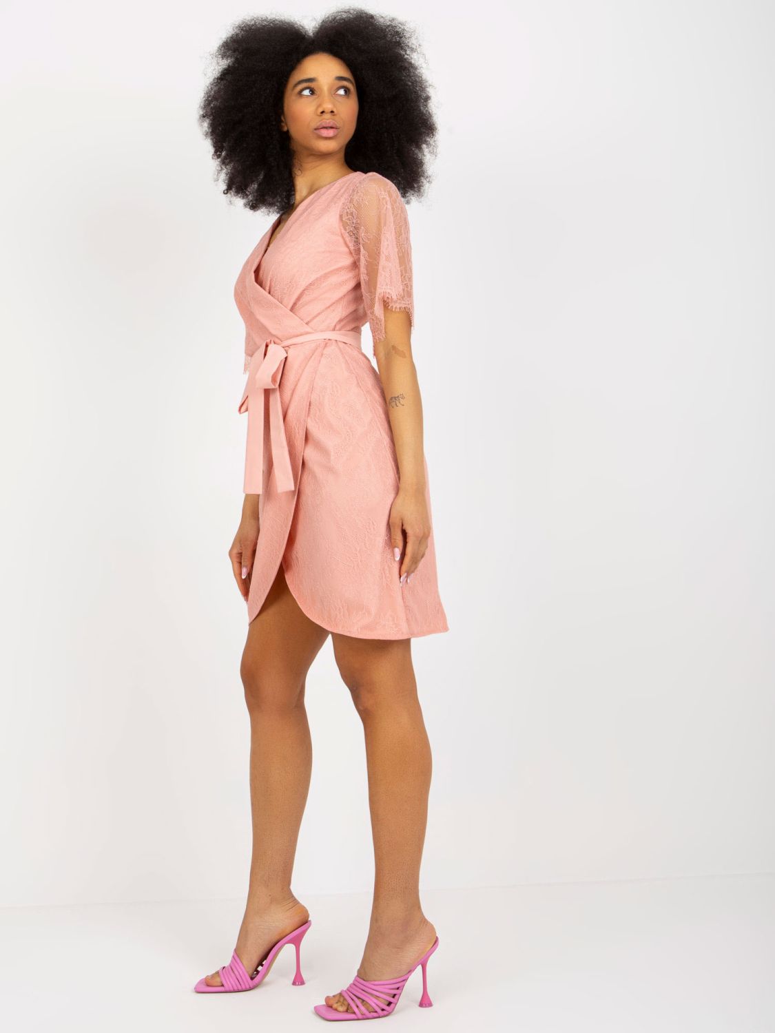 Dusty Pink Lace Cocktail Dress for Weddings