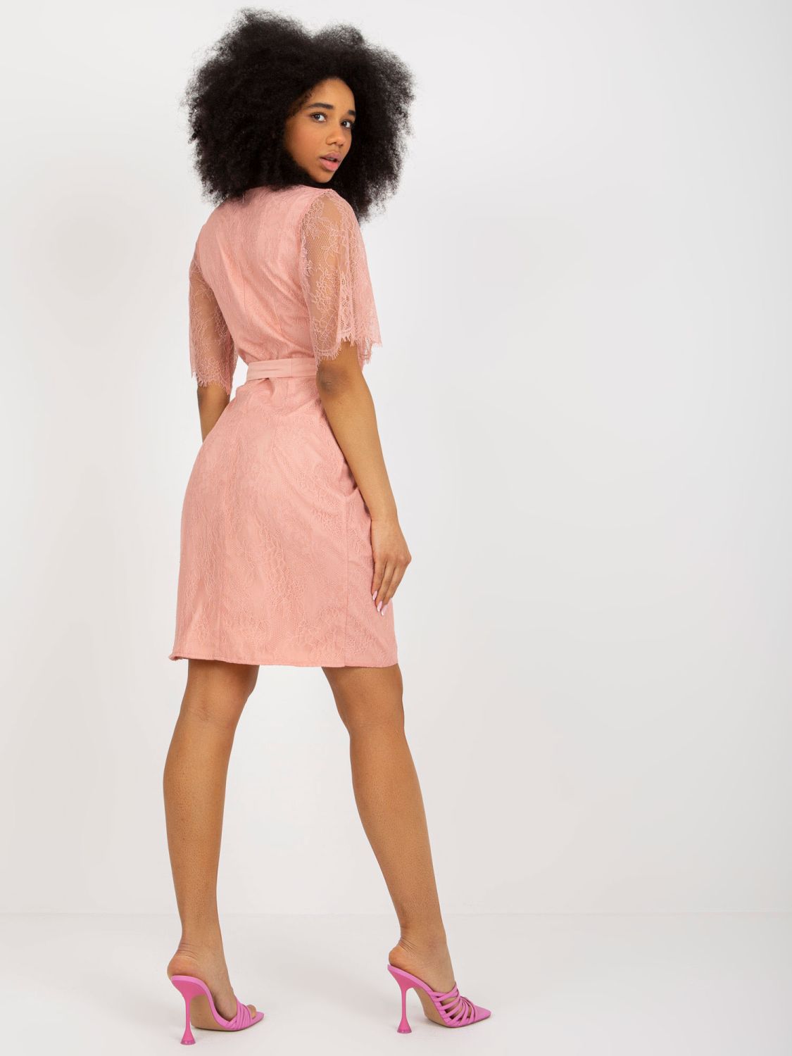 Dusty Pink Lace Cocktail Dress for Weddings