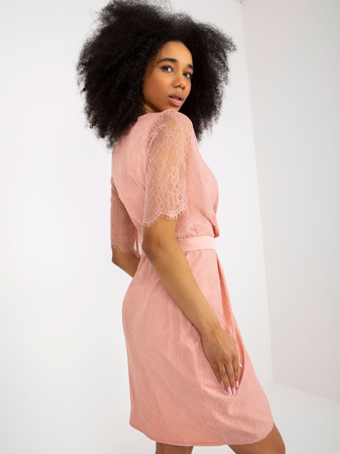 Dusty Pink Lace Cocktail Dress for Weddings
