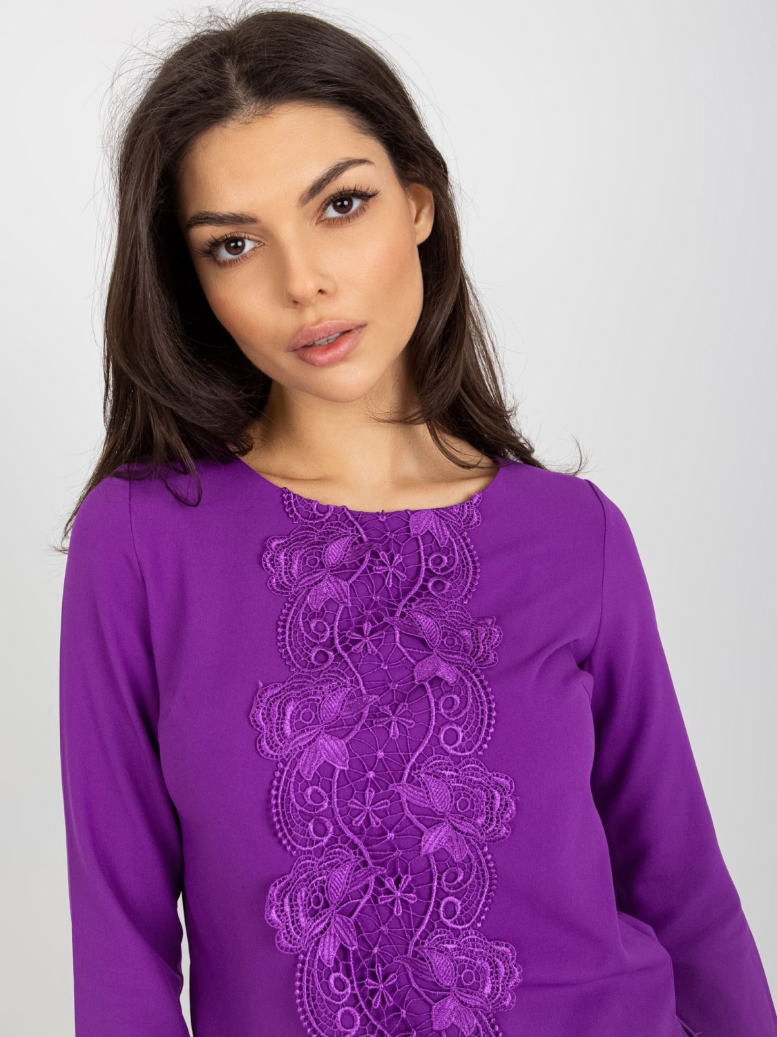 Purple Elegant Blouse with 3/4 Sleeves