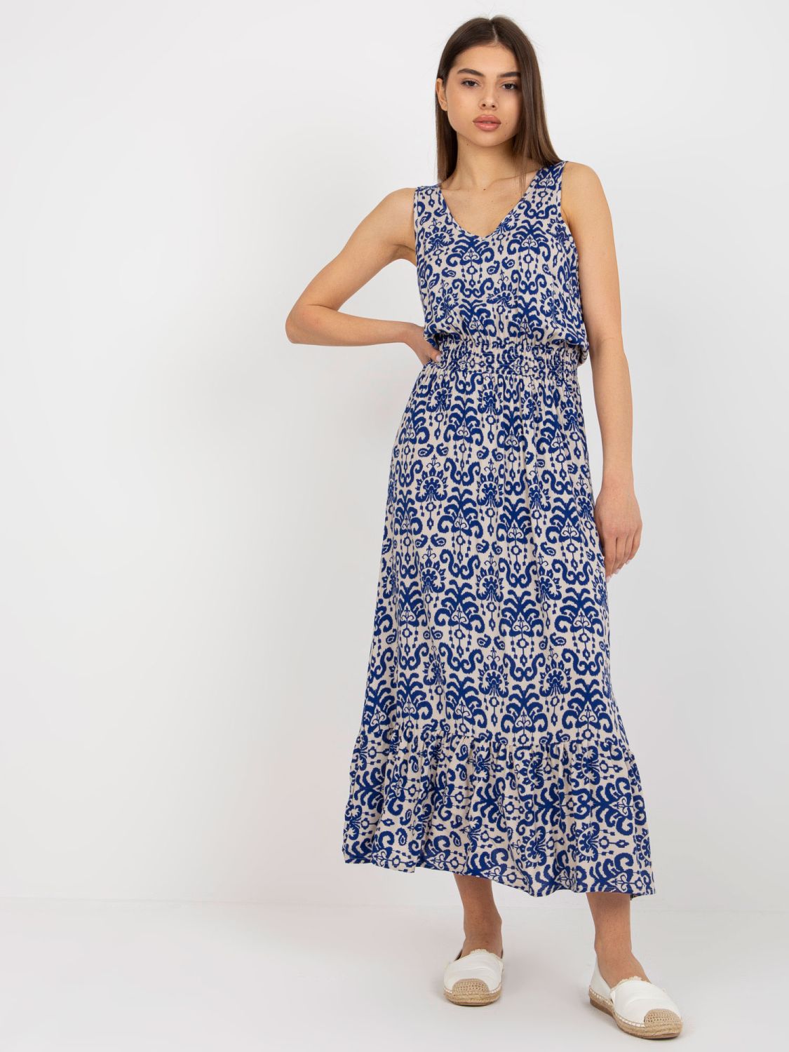 Dark Blue Midi Dress with Print FRESH MADE