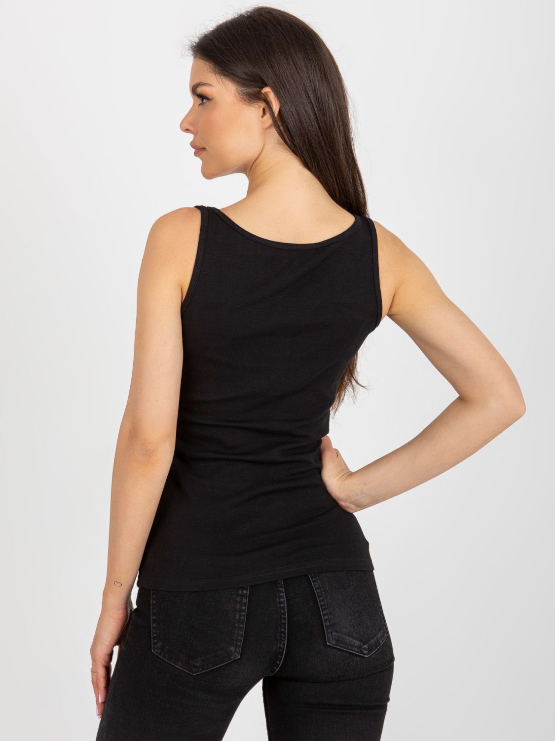 Black Cotton Basic Sleeveless Top