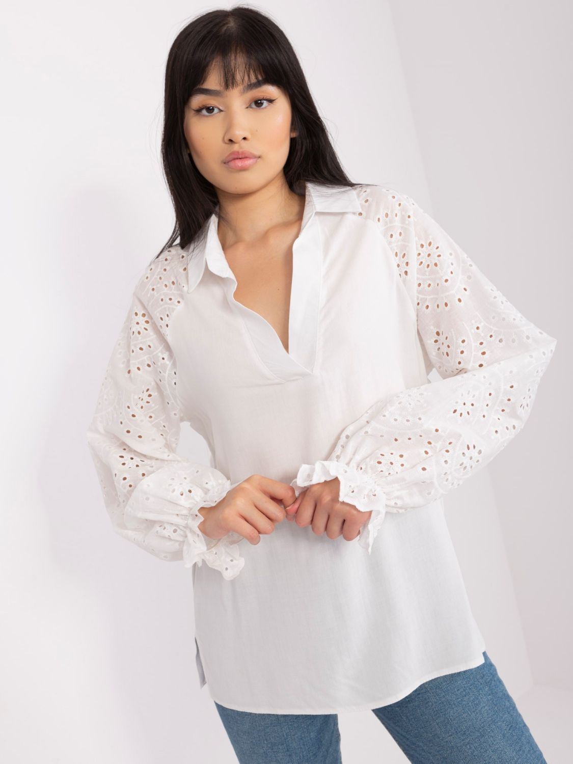 Ecru Women's Blouse with Collar