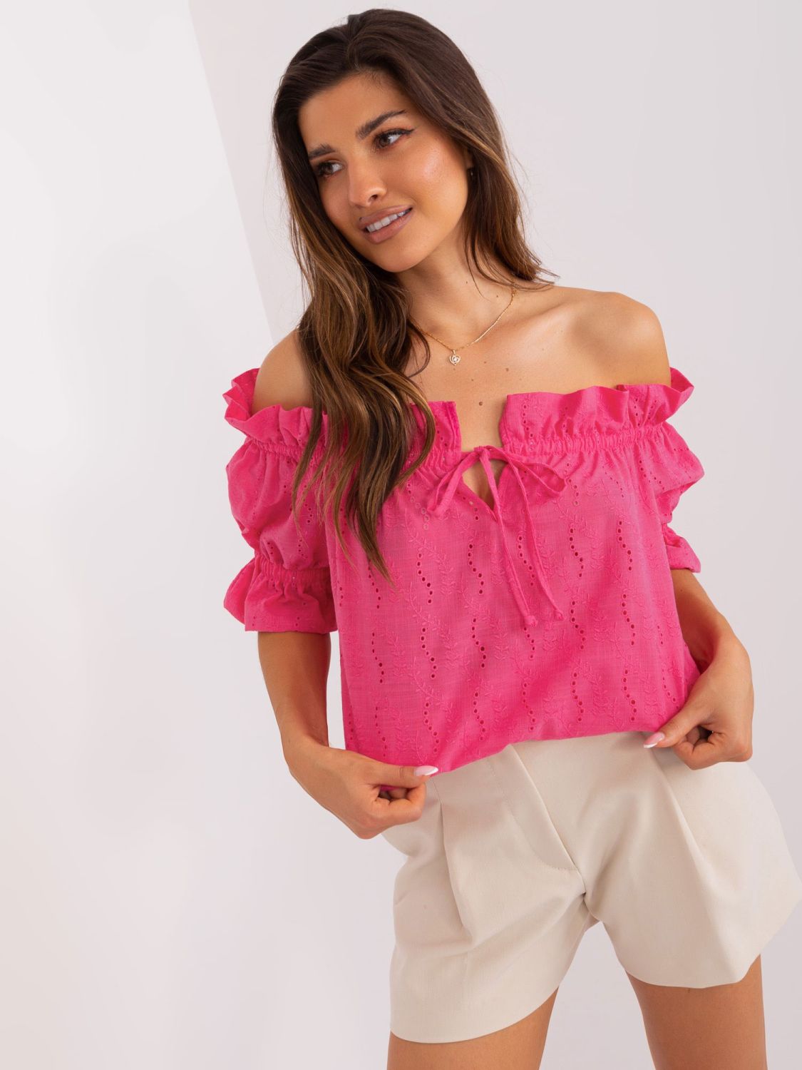 Dark Pink Blouse with Ajour Patterns