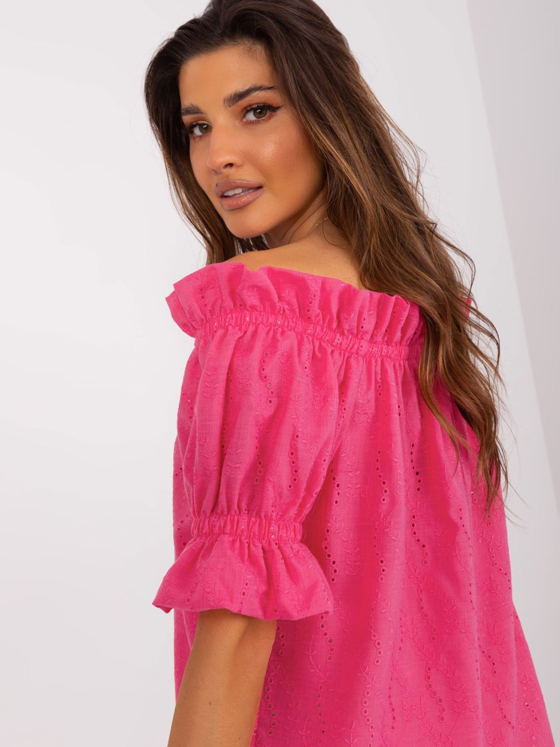 Dark Pink Blouse with Ajour Patterns