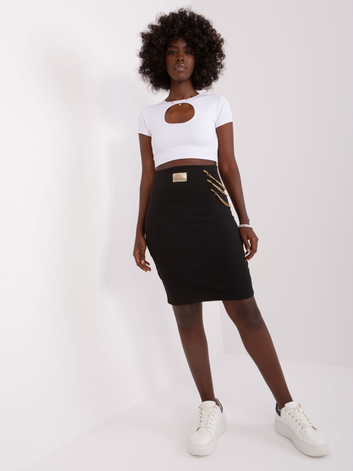 Black Fitted Knit Skirt