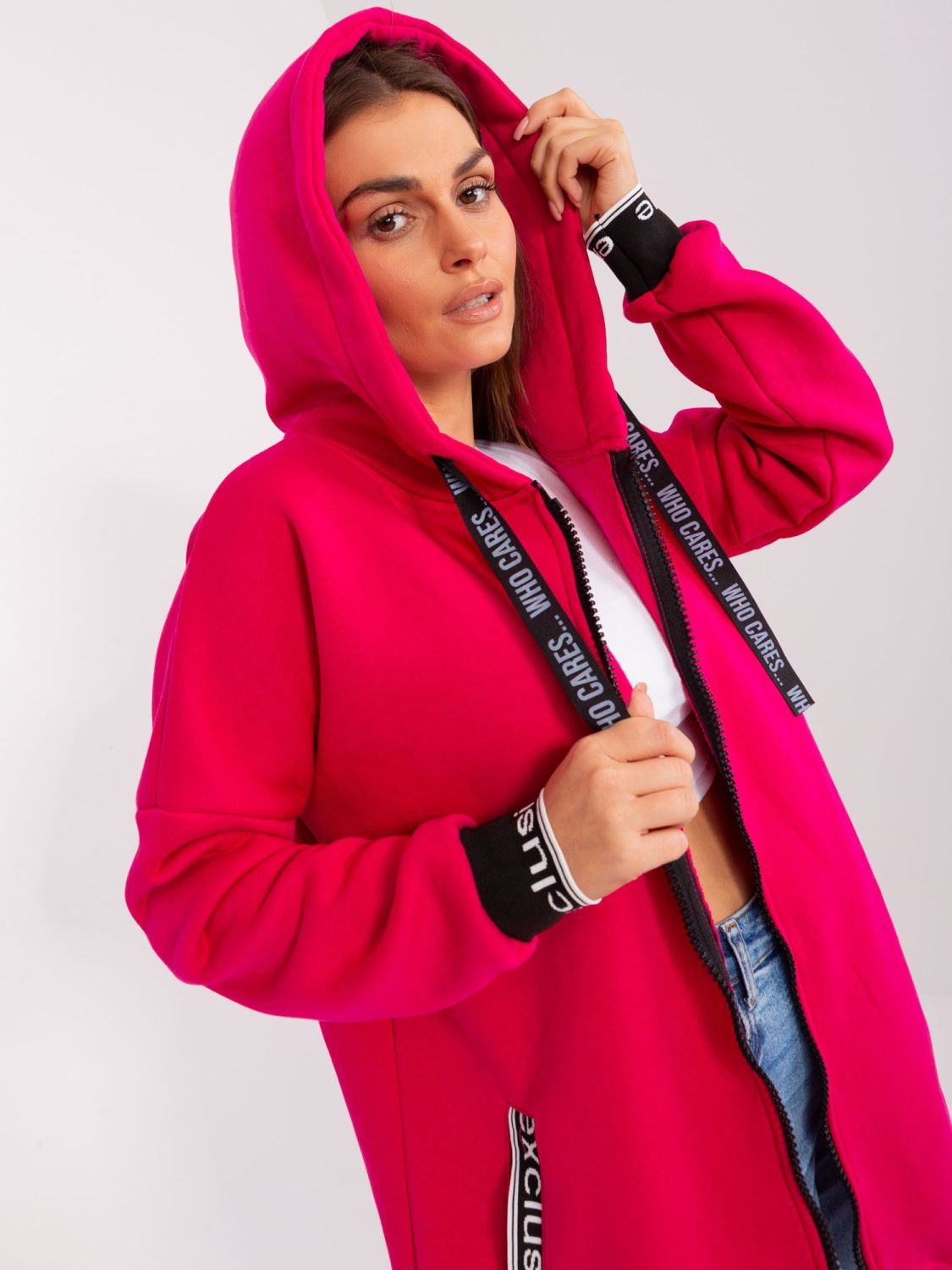 Pink Long Zip-Up Hoodie