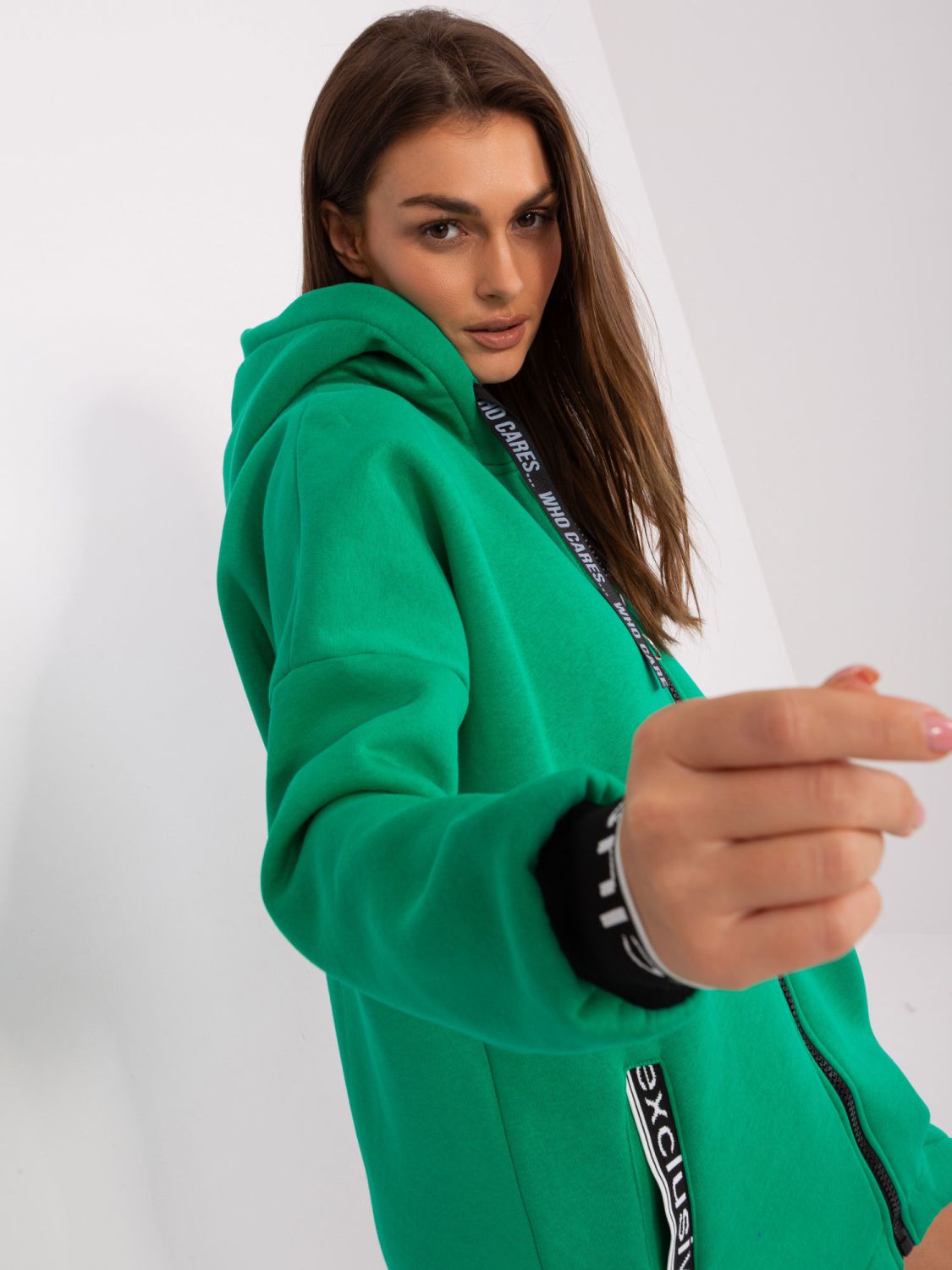 Green Long Zip-Up Hoodie
