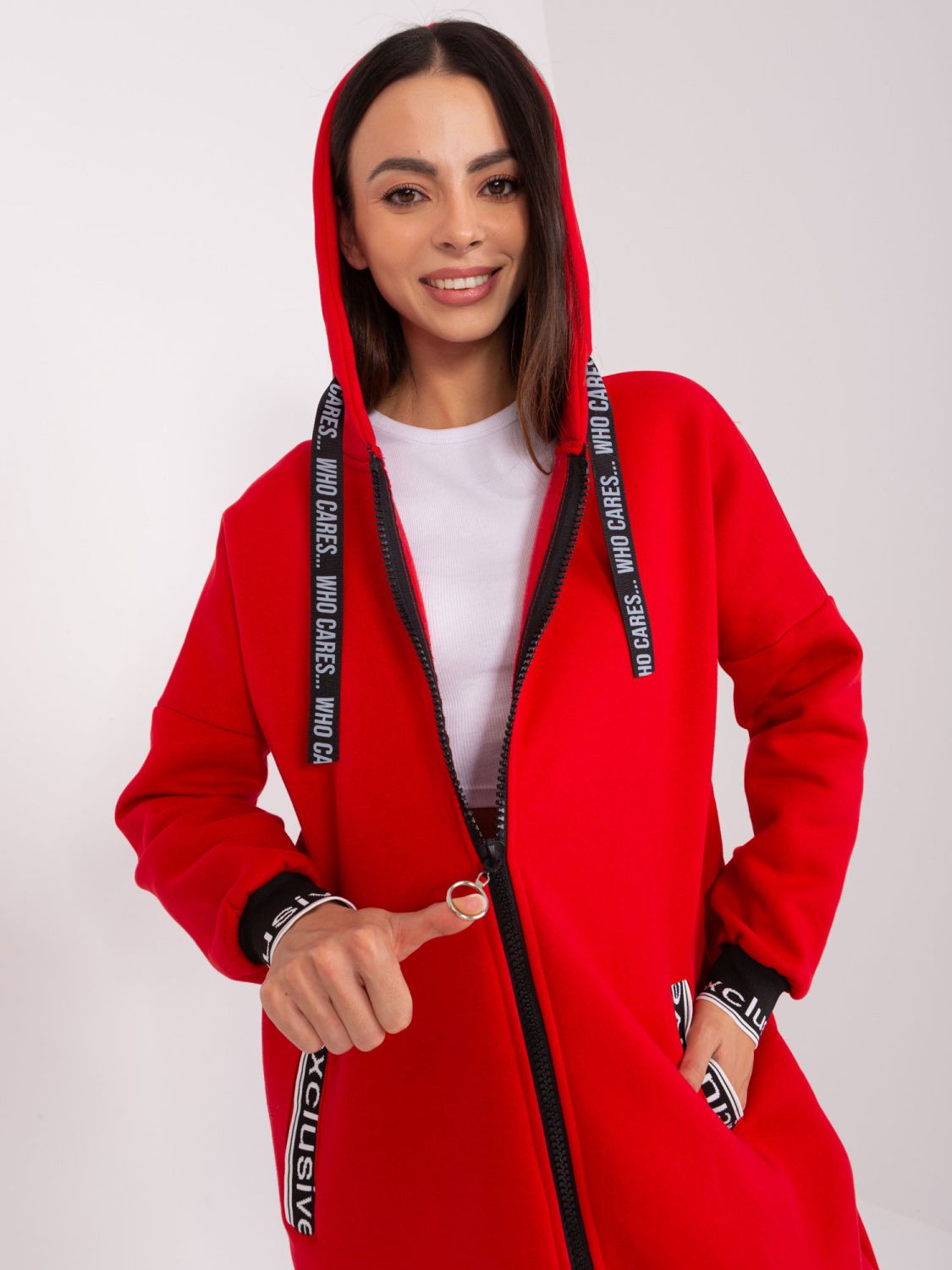 Red Long Zip-Up Hoodie