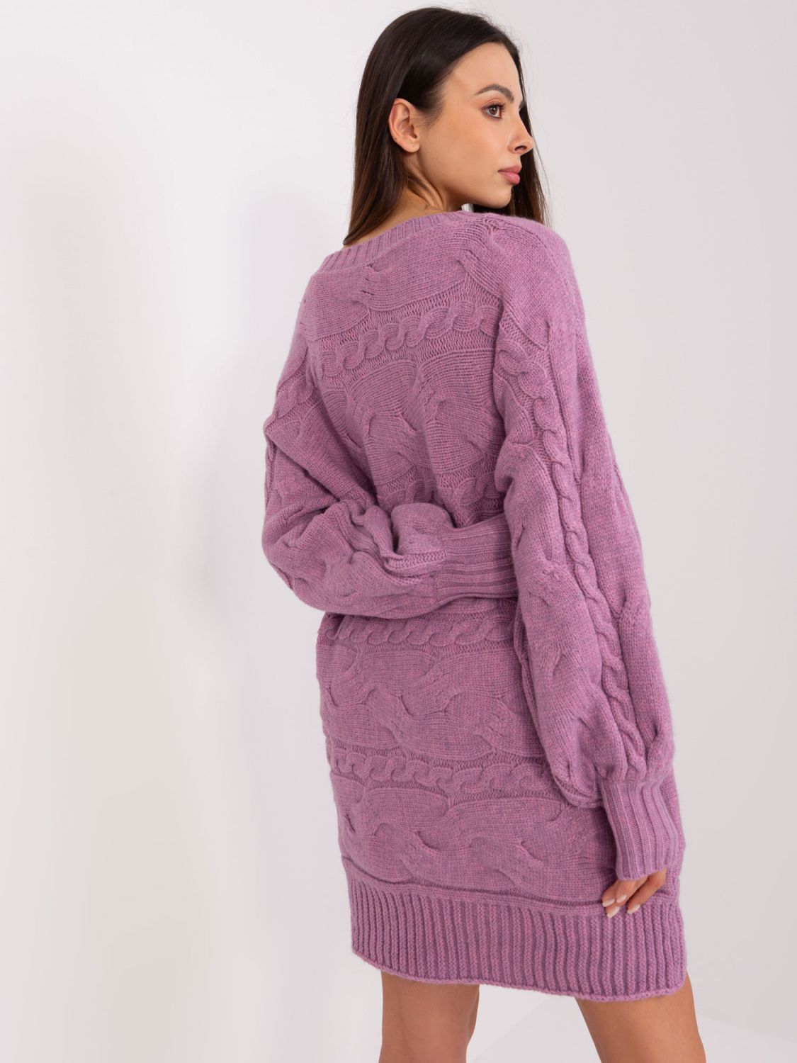 Purple Knitted Dress with Braids